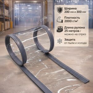 Магнитная ПВХ завеса прозрачная, 300 мм